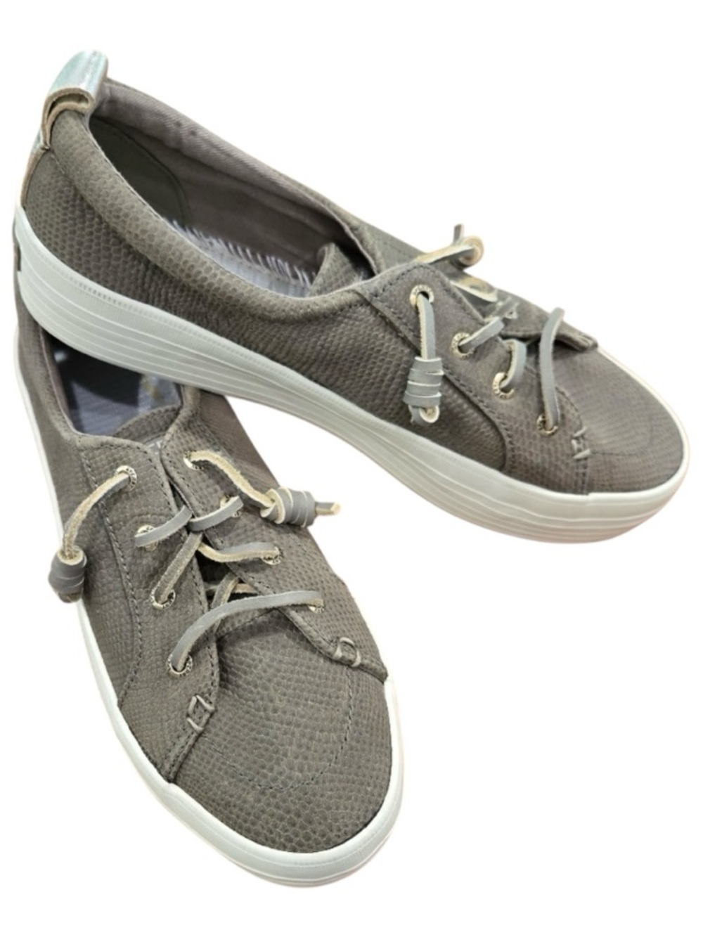 Sperry Women's Gray Canvas Slip-On Sneakers with Bungee Laces